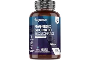 WEIGHTWORLD Magnesio Bisglicinato, 1422mg per Dose con Vitamina B6, 180 Capsule (3 Mesi di Scorta), Magnesio Glicinato Vegano con Piridossina Cloridrato, 2 Capsule al Giorno di Magnesium Glycinate, Senza Glutine