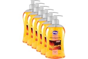 HIBUYSELECT 6 x Elina med - Seife/Flüssigseife - Pfirsich - Mit frischem Duft (6 x 500 ml)
