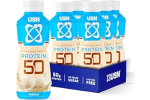 USN Trust 50 Protein Shakes Vanilla 6 x 500ml – High Protein Ready to Drink – 50g Protein – Low Fat – No Added Sugar – Lactose-Free – Guilt-Free Shakes for Muscle Recovery - Packaging may vary
