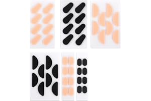 PENITUE 24 Paires Plaquettes Nasales pour Lunettes, Mousse EVA 1,5mm d'Épaisseur Antidérapantes Ovales Demi-Lunes & Goutte pour Lunettes Vue, Soleil & Lecture (Couleur Chair, Noir)