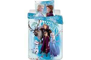 Jerry Fabrics Disney Frozen Ropa de Cama para Niños Funda Nórdica 160 x 200 cm y Funda de Almohada 70 x 80 cm Algodón 100%