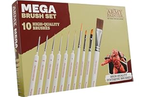 The Army Painter, Mega Brush Set, 10 pinceaux pour Miniatures Wargamer – 3 pour Le Layering, 2 pour Le drybrushing, 3 pour Le Detailing et 2 pour Les Grands modèles