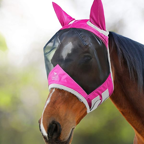 Harrison Howard CareMaster Pro Luminous Fine Mesh UV-proof Fleece Padding Fly Mask Half Face Amethyst (L; Full Size) - 1