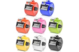 VEGENA Handzähler Zähler, 8 Stück Mechanischer Handzähler, Klicker Counter, 4-Stellige Zähler, Farbiger Handzähler Counter, Klicker Schrittzähler für Personenzähler Stricken Menschen Schule Training