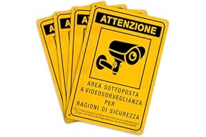 GOODVIA Cartello Telecamera Sorveglianza Alluminio 20x30cm 4pz,Videosorveglianza a Norma Adesivo,Area Videosorvegliata Installazione semplice per Casa Privata Uffici e Aree di Sorveglianza Interne ed Esterne