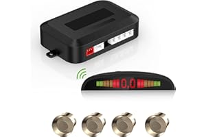COCAR Sensore Di Parcheggio Wireless, Sistema Radar Di Retromarcia Con 4 Sensori Di Backup Per Auto, Display A LED Wireless Con Avviso Sonoro + 4 Sensori Di Parcheggio Colore Oro Per Auto furgoni RV