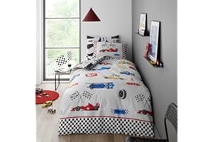 De Lavish Kids Children Girls Boys Racing Cars Duvet Cover Quilt Bedding Set With Pillowcase Single Size Bed