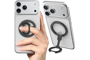 CloudValley Handy Ring Halterung für MagSafe, Doppelseitiger Magnet, Klappständer, Doppelfunktion, 360° Drehung, Starker Magnet, Kompatibel mit iPhone 16 15 14 13 12, Schwarz