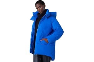 Roman Originals Oversized Padded Hooded Coat For Women UK - Ladies Everyday Autumn Winter Funnel Neckline Comfy Soft Evening Vacation Work Party Night Out