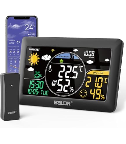 Stazione Meteo WiFi Con Sensore Esterno - Display A Colori 7.5'', DCF, App Mobile, 150m Portata - Foto 7