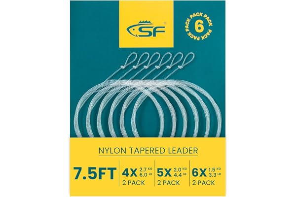 SF Pêche à la Mouche Welded Tapered Leader avec Boucle en Nylon 7.5ft 9ft Leader de Pêche (Paquet de 6)