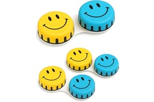 SPORTS WORLD VISION Saisonale Kontaktlinsenbehälter mit Smiley-Design, süßes Aufbewahrungs-Etui mit Schraubverschluss für unterwegs, L/R Outdoor-Linsenhalter, 3 Etuis im gleichen Stil