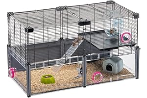 Ferplast Cage Hamster, Cage Souris, Grillage Métallique avec Accessoires - Modulaire, 72,5 x 37,5 xh 42 CM