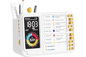 AUYKOO Temporizador Visual para niños, Temporizador Digital LED de Cuenta Regresiva, Temporiza-dor Visual Sencillo para niños, Herramienta de TDAH con Digital de productividad Pomodoro para