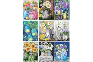 YANJIEY 9 Pack Diamond Painting Set, Diamant Painting Blume Bilder DIY Erwachsene Wohnzimmer Schlafzimmer Büro Eingang Dekoratio