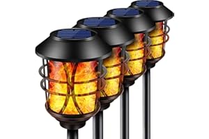 SOLARBABY feu clignotant extérieur lumière solaire, lampe de passage de torche solaire étanche, Jardin Terrasse balcon piscine LED métal paysage lumière de passage, pack de 4