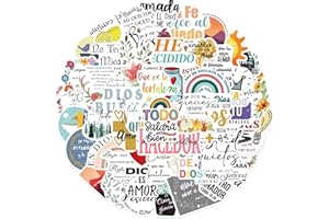AFFOTO 50 Piezas Biblia en Español Pegatinas para Niños y Niñas,Adolescentes,Portátiles,Maleta,Bicicletas,Monopatín,Guitarra,Casco,Equipaje,Coche,El Jesús Impermeable Vinilo Pegatinas Decorativas