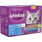 Whiskas 11+ Fish Selection in Jelly Pouches, Senior Cat Food, (1x12 x 85 g)