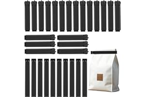 AiQInu 30 Stück Verschlussclips, Clips für Tüten, Verschlussklammern Plastik Mehrere Farben 7/11cm, Tütenclips Wiederverwendbar für Verpackung Süßigkeiten Chipstüte Snacks - Schwarz