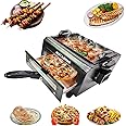 Wellberg (DUAL 2 IN 1) Electric Tandoor & Grill Barbeque with Pizza Cutter, Magic Paper, Recipe Book, Grill, Tray, 4 Skewers Pizza Maker