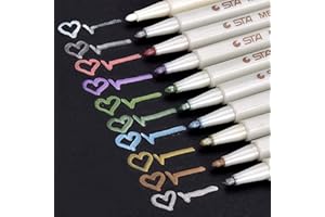 WILLINGOOD Rotuladores metálicos premium, DealKits Set de 10 lápices de colores surtidos para manualidades Scrapbooking, álbum de fotos DIY, pintura de arte, fabricación de tarjetas - Punta fina