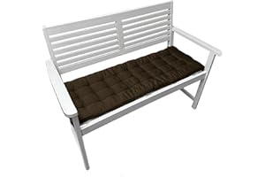 Brandsseller Cojín para banco, para exterior/interior, 27 pespuntes (marrón, 120 x 40 x 4 cm)