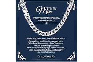 XUANPAI Mens Gifts To My Man Chain Necklace - Boyfriend Gifts Silver Chain Mens Cuban Chain for Boyfriends Husband Anniversary Birthday Gifts from Wife Girlfriend I Love You Gifts for Him