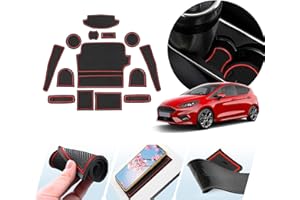 ZCLINKO Compatible with Ford Fiesta MK8 ST Line 2017-2021 2022 2023 UK Non-Slip Mats for Rubber Mats,Centre Console Armrest,Cup Holder,Door Seam Interior Mats Accessories 14 Pcs (Red)