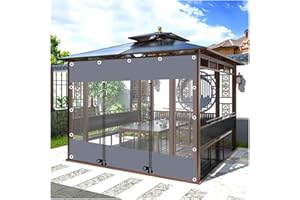 DLLY Outdoor Clear Tarp Curtains, Gazebo Waterproof Tarpaulin Side Panels, Pvc Heavy Duty Tarpaulin With Zip, Pergola Patio Porch Carport Transparent Tarpaulin Side Panels,LxH-2.5x2m/8.2 * 6.6ft