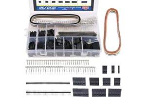 glarks 635pcs carcasa conector Dupont macho/hembra Pin conector de 40 pines 2,54 mm de paso Pin Cabeceras y alambre de 10 adhesivos Kit de soporte de cinta IDC cable de alambre, surtido de color