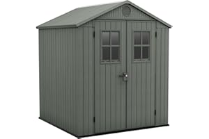 Keter Casetta da Giardino Darwin 6x6, Finitura Effetto Legno, Colore Verde Salvia, 3,3 m², 190x183x221H cm