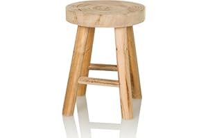 ‎HJH LIVING hjh LIVING Hocker aus massiven Holz RUSTIKO W Stabiler Holzhocker Sitzhocker im Skandi-Look, Blumenhocker aus Paulownia-Holz