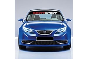 PROVINILOS Vinilo Parasol Luna Delantera, Modelo Seat Sport, Cristal Delantero en Pegatina 130x21cm, Laminado Extra, Gran Durabilidad, Material oracal