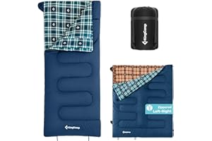 KingCamp Winter Sleeping Bag – Extra Large Flannel Cotton Twin Compact Warm Sleeping Bag 4 Seasons Portable Lightweight Sleeping Bags Camping Adults XL
