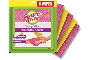 Scotch-Brite Sponge Wipe Resusable Kitchen Cleaning foam Cellulose wood Sponge- Easy to use, Multi- color & Biodegradable (pa