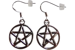 dunns-jewels Silver-Plated 20mm Pentagram Earrings