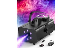 PROPULSION LIFE Máquina de Humo, 1200W 6 RGB LED máquina de niebla, máquina de niebla automática con mando a distancia inalámbrico, adecuado para Halloween, boda, fiesta, escenario efecto espectáculo