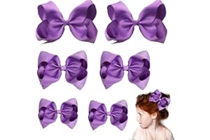 Bekecidi 6 Stück Schleifen-Haarspangen Haarschleifen aus Ripsband Bogen-Haarspangen Haarschleifen für Mädchen und Frauen, 3 Größen(Lila)