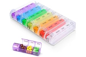 Alyvisun Tygodniowy organizer na tabletki, Tygodniowy Organizer na Tabletki 4 razy dziennie, Pudełko na tabletki 7 dni, Przenośne Pudełko na Tabletki 4 Przegródki,28 Przegródkami