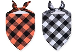 LOS ANDES Dog Bandanas 2 Pack, Classic Plaid Bandanas for Small Medium and Large Dogs Cats Pets, Stylish Pet Costume Accessories Premium Pet Scarf Triangle Bibs Kerchief