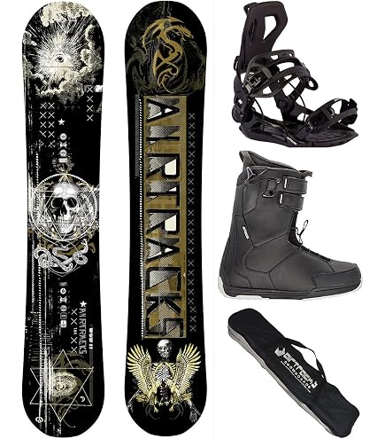 Pack Snowboard AIRTRACKS Akasha Wide Rocker + Fixations Master FASTEC + Sac – All-Mountain/Freestyle