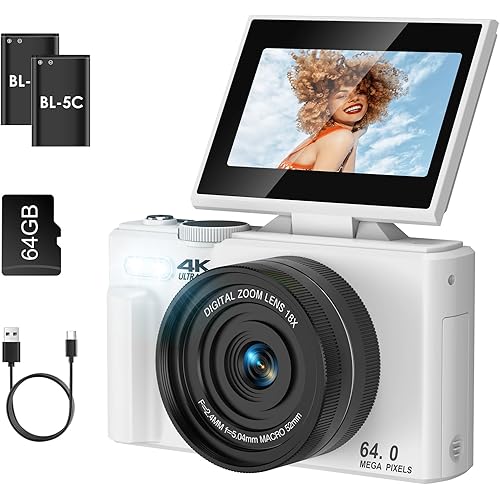 SOPPY 4K Digital Camera with WiFi Transfer, 64MP Vlogging, 18X Zoom & 3\