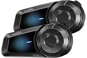 Fodsports FX-S Interfono Moto Doppio, Bluetooth 5.4 Auricolari Moto per 2 Motociclisti, 1000M Sistema di Comunicazione con CVC-Cancellazione del Rumore, Universale Interfono Moto Coppia con IP67/HiFi