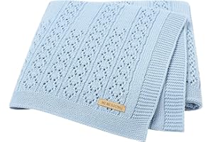 DovFanny Cotton Cellular Baby Blanket Knitted Soft Blanket for Newbron Baby Boy and Girls Size100 x 80cm
