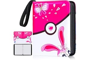 BRHE Card Binder for Collecting 504pcs Cards, 4 Pockets Trading Card Binder Holder with 63 Removable Sleeves, Carrying Case Cards Packs Book Album for Kids Girls Gifts(Pink)