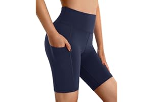 G4Free Women Sports Yoga Shorts High Waisted Yoga Shorts with Pockets Tummy Control Shorts Running Exercise Cycling