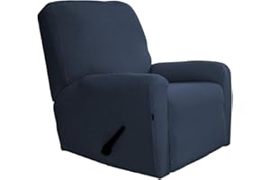 Greatime Recliner Stretch Sofa Slipcover Sofa Cover 4-Pieces Furniture Protector Couch Soft with Elastic Bottom Kids, Spandex Jacquard Fabric Small Checks(Recliner,Navy)