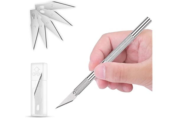 GLUN Pen Style Detailing Knife Pack of 1 with 5 Replaceable Sharp Blades for Carving Mat, Cutting Paper, Cardboard Sheets, & Thermocol Craft