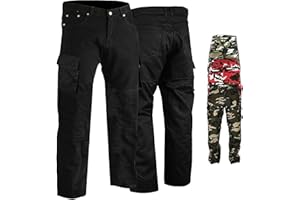 ‎GERMAN WEAR German Wear Motorradhose Herrren Motorradjeans Futter aus Aramid verstarkt Cargohose mit Protektoren rutsch brandfeste Biker Jeans in schwarz