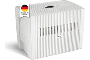 ‎VENTA Venta Luftbefeuchter LW45 Comfort Plus, sehr leise 24 dB(A), energieeffizient 3 Watt, hygienische Kaltverdunstung ohne Filter, großer 10 l-Tank, bis 60 m², Automatik-, Sleep-Modus, mit Duftfunktion